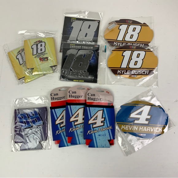 Other Nascar Lot Of 11 Koozies Emblems Kyle Busch Kevin